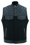 Sons of Anarchy Black Denim & Leather Vest Gilet Waistcoat Diamond