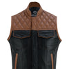 Sons of Anarchy Tan & Black Vest Gilet Waistcoat Diamond Quilted Stitch