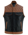 Sons of Anarchy Tan & Black Vest Gilet Waistcoat Diamond Quilted Stitch