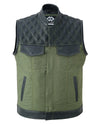 Sons of Anarchy Green Denim & Black Leather Vest Gilet Waistcoat Diamond