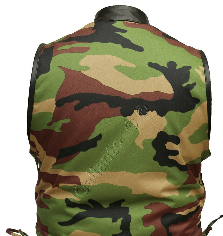 Military Camouflage & Cowhide Leather Cut off Mens Vest Waiscoat Gilet –   Online Shopping : Leather Jackets, Bags, Textile Jackets,  Trousers, Biker's Accessories