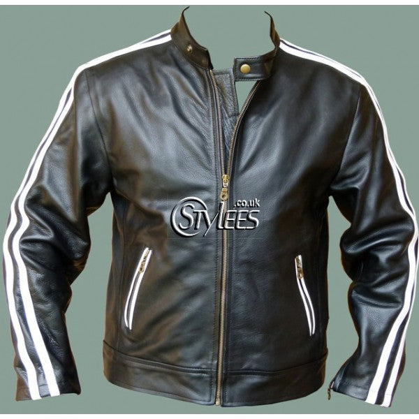 Striped leather clearance jacket mens